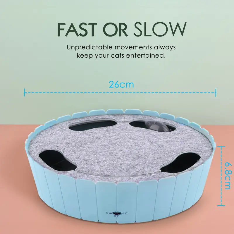 Interactive Automatic Cat Toy - 4-Hole Electric Whack-A-Mole with Adjustable Speed Mouse, Engaging Pop-And-Play Hide-and-Seek, Fulfills Natural Hunting Instincts, 1.5V 3AA Battery Operated, 11.5 x 9.25 x 0.12 Inches