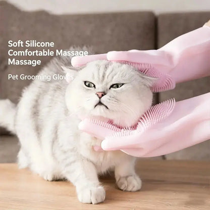 Silicone Pet Bath Gloves for Dogs & Cats – Grooming & Deshedding Glove
