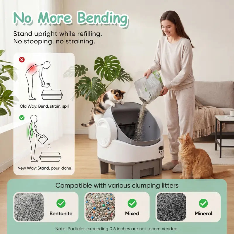 Next-Generation Automatic Self-Cleaning Cat Litter Box with Safety Sensors, 360° Protection, 8L Capacity, Supports Up to 24 lbs, User-Friendly Design for Seniors, Enhanced Odor Control, 10-Day Waste Drawer