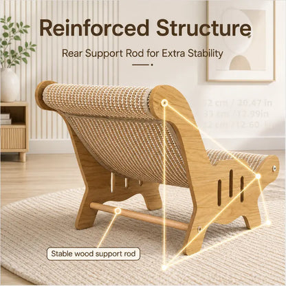 Dual-Function Natural Sisal Fiber Cat Scratcher Hammock and Lounge Chair - Breathable, Durable, All-Season Cat Bed for Claw Maintenance and Relaxation