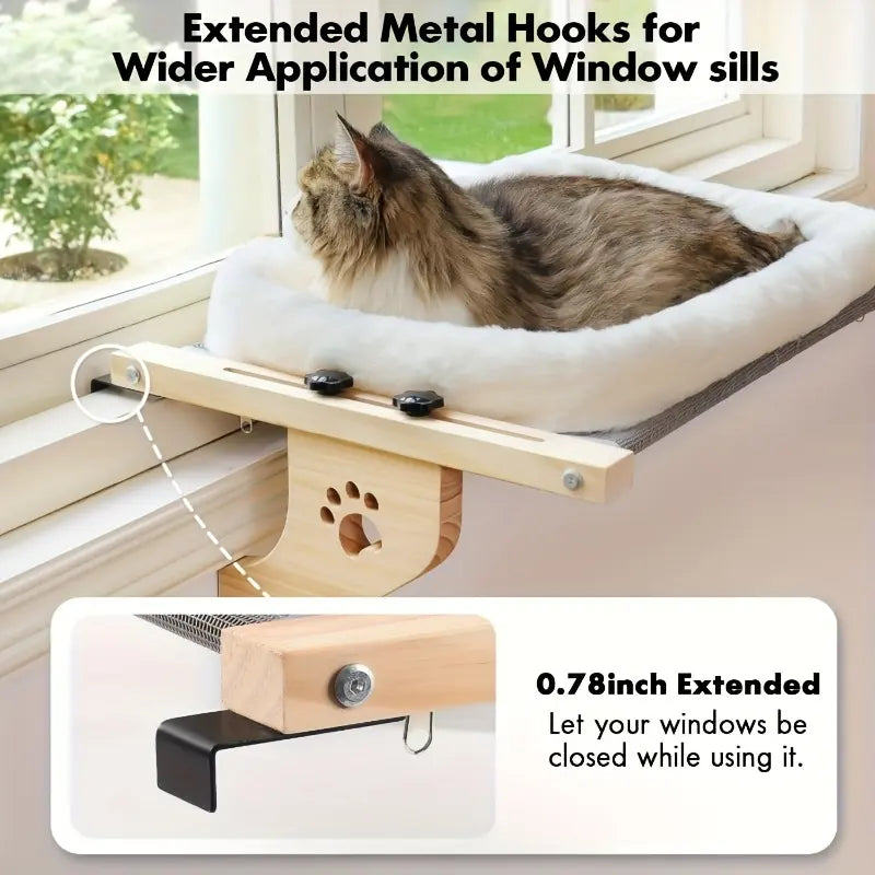 SunNap Cat Window Perch – No-Drill Clamp, Cozy Memory Foam Bed for Sunbathing
