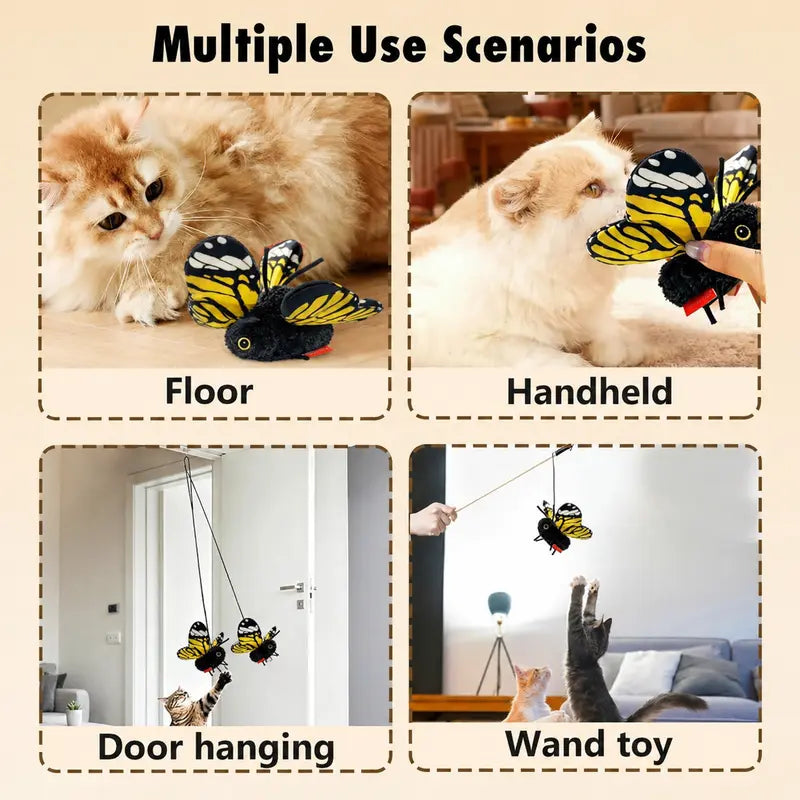 Intelligent Interactive Butterfly Cat Toy - Automatic Flapping Wings, USB Rechargeable Teaser for Indoor Pets, Ideal Halloween Gift