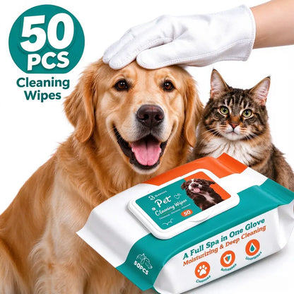 FreshPaws Grooming Wipe Mitts – No-Rinse Clean, Fur Pickup & Odor Control (50 Pack)