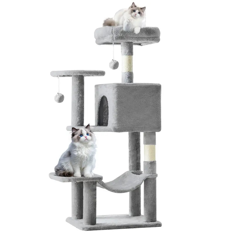 Pettrove Multi-Level Cat Tree Tower for Indoor Cats with Sisal Scratching Post, Spacious Condo, Climbing Ladder, and Plush Toy