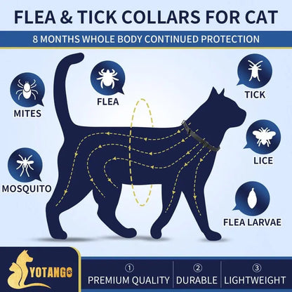YOTANGO Cat Flea and Tick Collar - 4-Pack, 32-Month Long-Lasting Protection, Waterproof, Adjustable Fit, Lightweight and Flexible Design, Infused with 100% Natural Oils for Cats and Kittens
