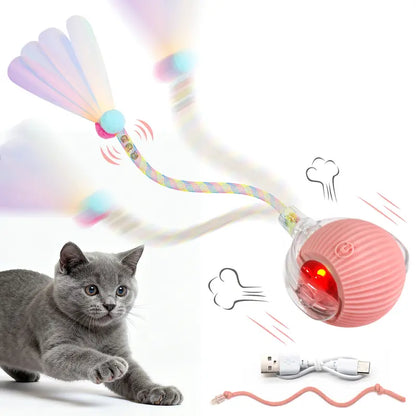 Interactive Cat Rug with USB Rechargeable Ball Toy - Motion-Activated, Light-Up, and Bird Chirping Features for Indoor Cat Exercise and Entertainment