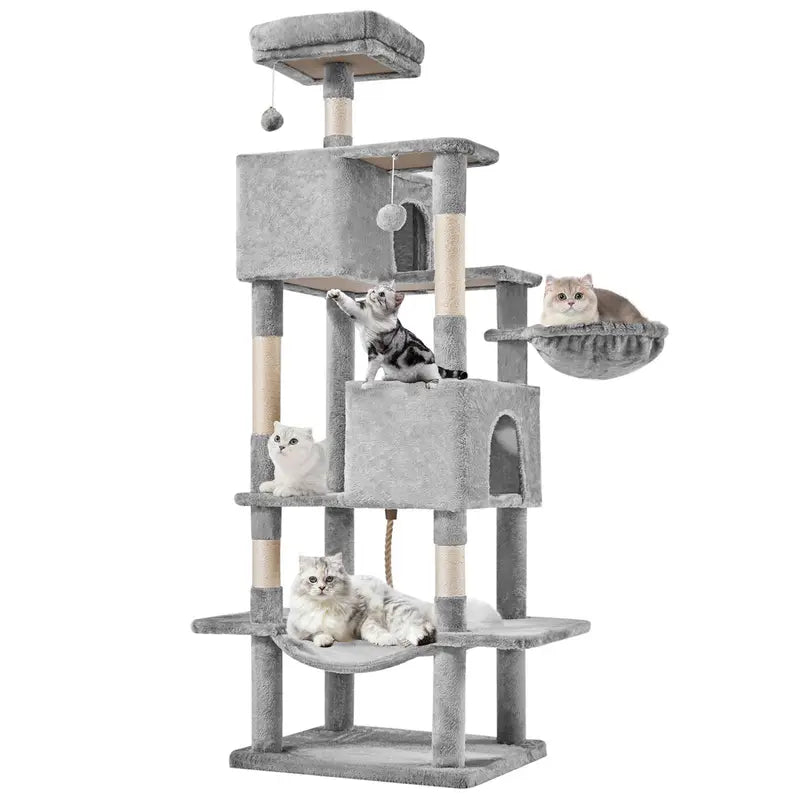 Sweetcrispy 54-Inch Vertical Cat Scratcher Shelf - Durable, Space-Efficient Pet Furniture with Anti-Tilt Base and Modern Memory Foam Nest for Play and Rest, Perfect for Fulfilling Natural Scratching Instincts, Ideal Gift for Cat Enthusiasts