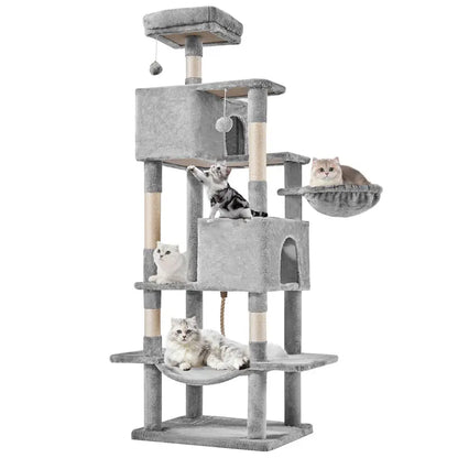 Sweetcrispy 54-Inch Vertical Cat Scratcher Shelf - Durable, Space-Efficient Pet Furniture with Anti-Tilt Base and Modern Memory Foam Nest for Play and Rest, Perfect for Fulfilling Natural Scratching Instincts, Ideal Gift for Cat Enthusiasts