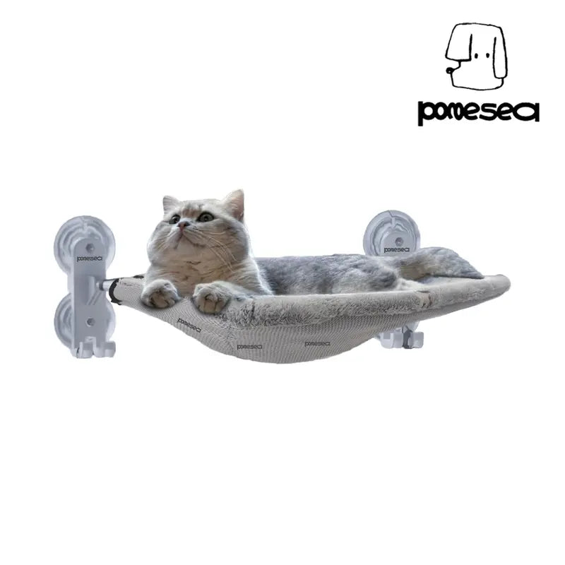 Star Geometric Folding Window Hammock for Cats - Glow-in-the-Dark, Cordless, Machine Washable, Sturdy Metal Frame with Strong Suction Cups, 23.3"L x 11.4"W x 7.1"H, 44 lb Capacity Modern Perch for Small Dogs