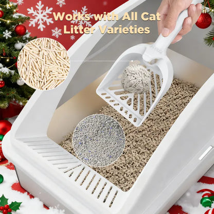 AIPERRO XL & XXXL High-Sided Stainless Steel Cat Litter Box with Anti-Leak Design, Easy-Clean Scoop for Multi-Cat Homes, Non-Stick and Odor-Absorbing