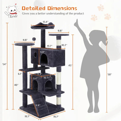 Sweetcrispy 54-Inch Vertical Cat Scratcher Shelf - Durable, Space-Efficient Pet Furniture with Anti-Tilt Base and Modern Memory Foam Nest for Play and Rest, Perfect for Fulfilling Natural Scratching Instincts, Ideal Gift for Cat Enthusiasts