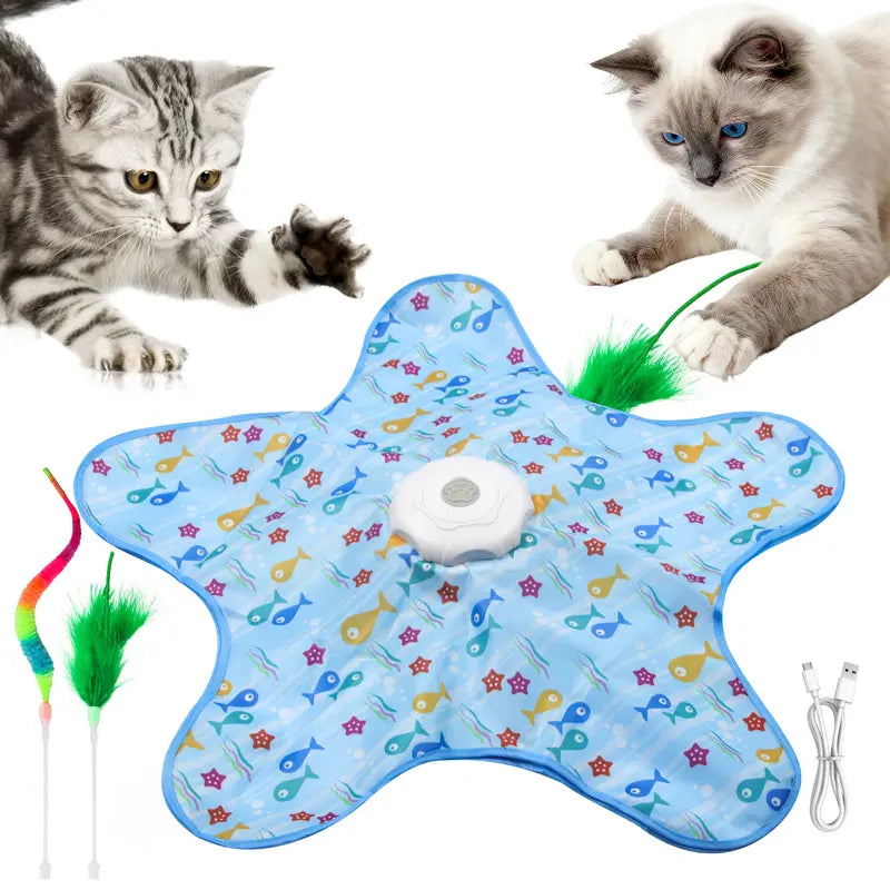 Interactive Rechargeable Feather Hunting Toy for Cats - Automatic Hide and Seek Game for Indoor Exercise and Boredom Relief