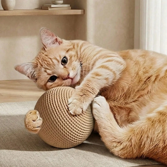Premium Large Jute Cat Ball Toy - Durable, Bite-Resistant, and Safe for Indoor Interactive Play and Self-Entertainment