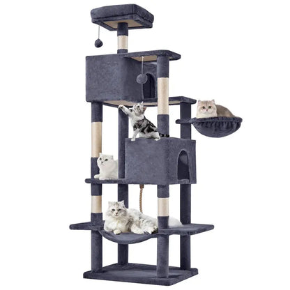 Sweetcrispy 54-Inch Vertical Cat Scratcher Shelf - Durable, Space-Efficient Pet Furniture with Anti-Tilt Base and Modern Memory Foam Nest for Play and Rest, Perfect for Fulfilling Natural Scratching Instincts, Ideal Gift for Cat Enthusiasts