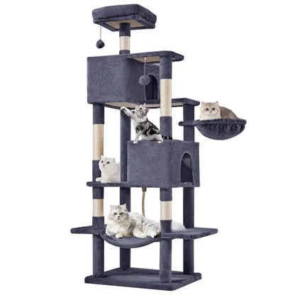 Sweetcrispy 54-Inch Vertical Cat Scratcher Shelf - Durable, Space-Efficient Pet Furniture with Anti-Tilt Base and Modern Memory Foam Nest for Play and Rest, Perfect for Fulfilling Natural Scratching Instincts, Ideal Gift for Cat Enthusiasts