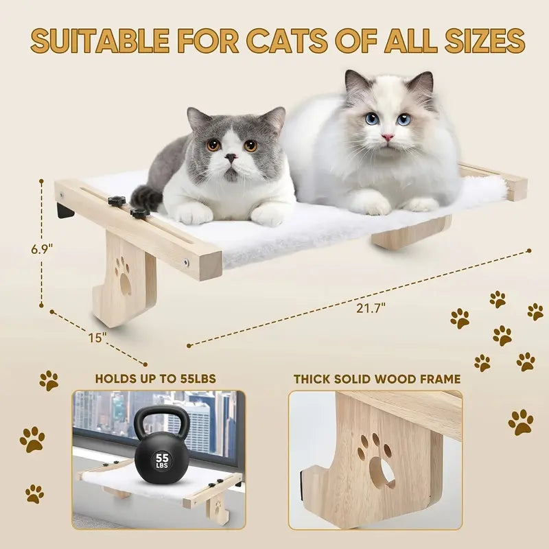 SunNap Cat Window Perch – No-Drill Clamp, Cozy Memory Foam Bed for Sunbathing