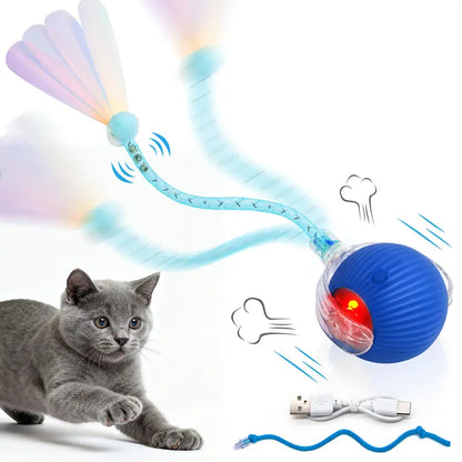 Interactive Cat Rug with USB Rechargeable Ball Toy - Motion-Activated, Light-Up, and Bird Chirping Features for Indoor Cat Exercise and Entertainment