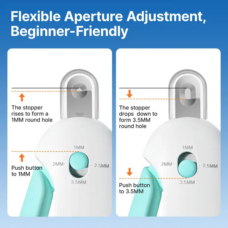 Potaroma Universal Cat Paw Trimmer with Adjustable Holes, Integrated Nail File, Anti-Splash Design, Lockable Storage, and Travel-Friendly Features (Blue)