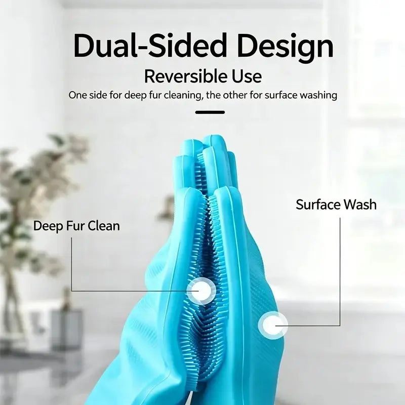 Silicone Pet Bath Gloves for Dogs & Cats – Grooming & Deshedding Glove