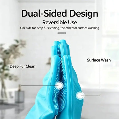 Silicone Pet Bath Gloves for Dogs & Cats – Grooming & Deshedding Glove
