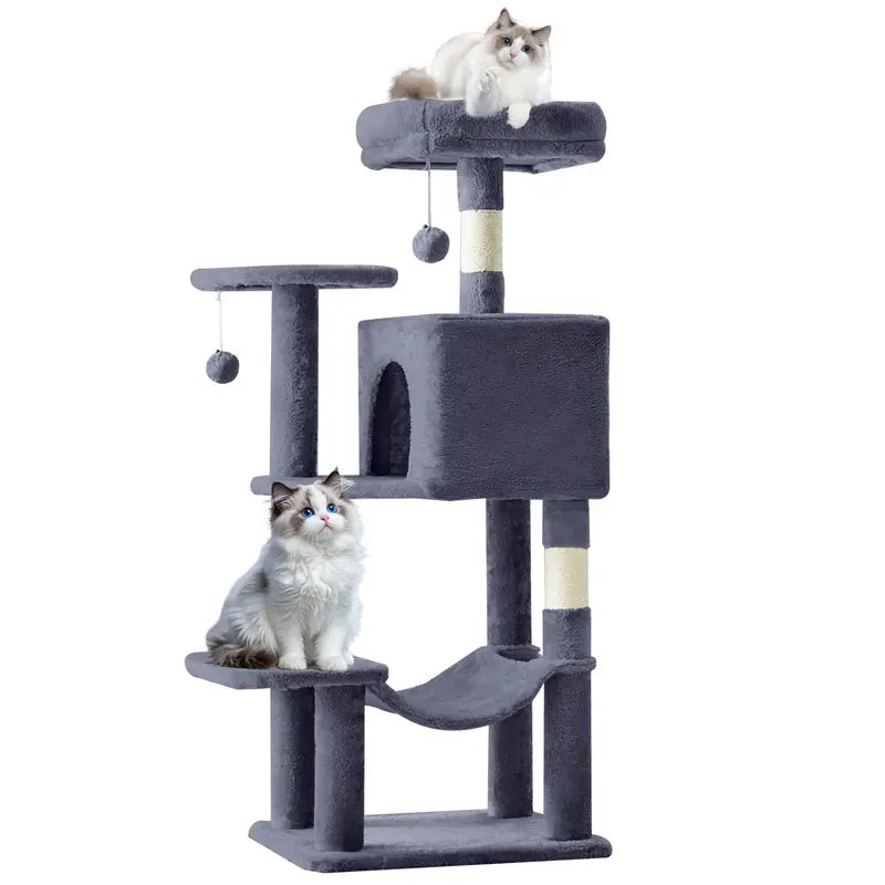 Pettrove Multi-Level Cat Tree Tower for Indoor Cats with Sisal Scratching Post, Spacious Condo, Climbing Ladder, and Plush Toy