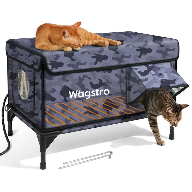 Clawsable Indestructible Heated Outdoor Cat House - 100% Waterproof, Fully Insulated Shelter with Safe Escape Door for Feral Cats and Kittens