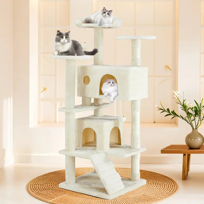 Pettrove Multi-Level Cat Tree Tower for Indoor Cats with Sisal Scratching Post, Spacious Condo, Climbing Ladder, and Plush Toy