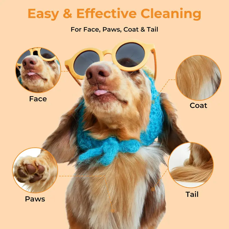 FreshPaws Grooming Wipe Mitts – No-Rinse Clean, Fur Pickup & Odor Control (50 Pack)