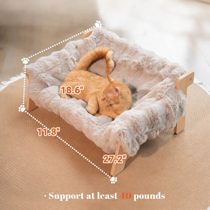 Elevated Pet Sofa Bed for Indoor Cats and Small Dogs - Durable Wooden Frame with Removable, Machine-Washable Cushion, Contemporary Pet Lounge Chair