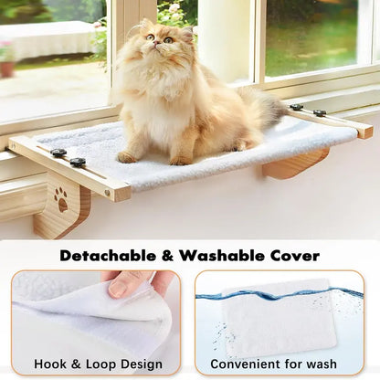 SunNap Cat Window Perch – No-Drill Clamp, Cozy Memory Foam Bed for Sunbathing