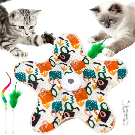 Interactive Rechargeable Feather Hunting Toy for Cats - Automatic Hide and Seek Game for Indoor Exercise and Boredom Relief