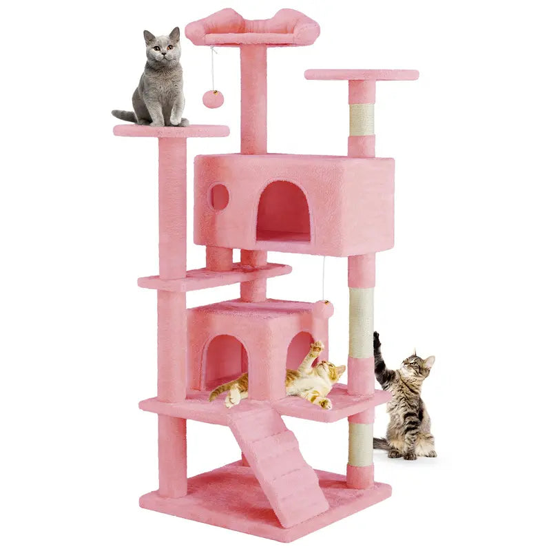 Pettrove Multi-Level Cat Tree Tower for Indoor Cats with Sisal Scratching Post, Spacious Condo, Climbing Ladder, and Plush Toy