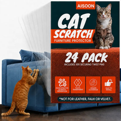 AISOON 60-Piece 15mm Transparent Single-Sided Self-Adhesive Cat Scratch Tape for Furniture Protection - Classic Invisible Deterrent with Residue-Free Application