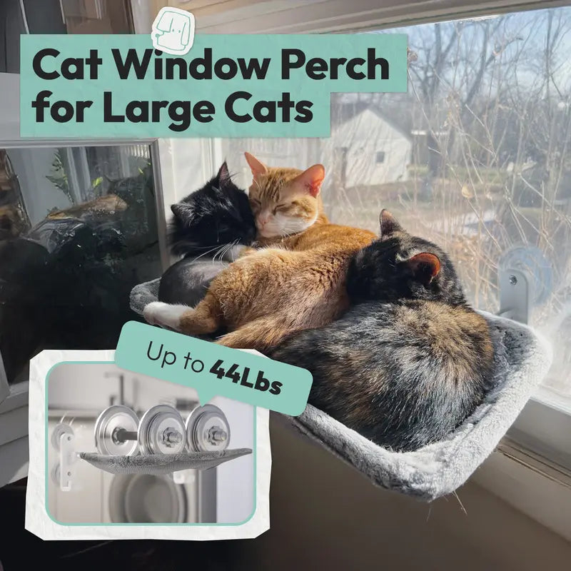Star Geometric Folding Window Hammock for Cats - Glow-in-the-Dark, Cordless, Machine Washable, Sturdy Metal Frame with Strong Suction Cups, 23.3"L x 11.4"W x 7.1"H, 44 lb Capacity Modern Perch for Small Dogs