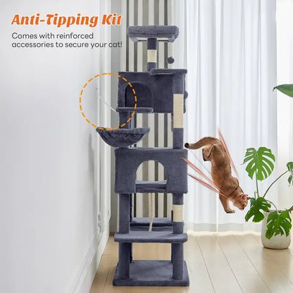 Sweetcrispy 54-Inch Vertical Cat Scratcher Shelf - Durable, Space-Efficient Pet Furniture with Anti-Tilt Base and Modern Memory Foam Nest for Play and Rest, Perfect for Fulfilling Natural Scratching Instincts, Ideal Gift for Cat Enthusiasts