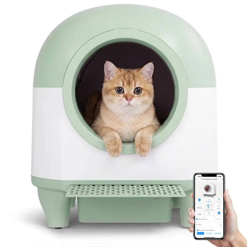 Warcat Smart Low-Noise Self-Cleaning Litter Box 90L with App Control, Smart Sensors, and Safety Features for Easy Maintenance and Setup