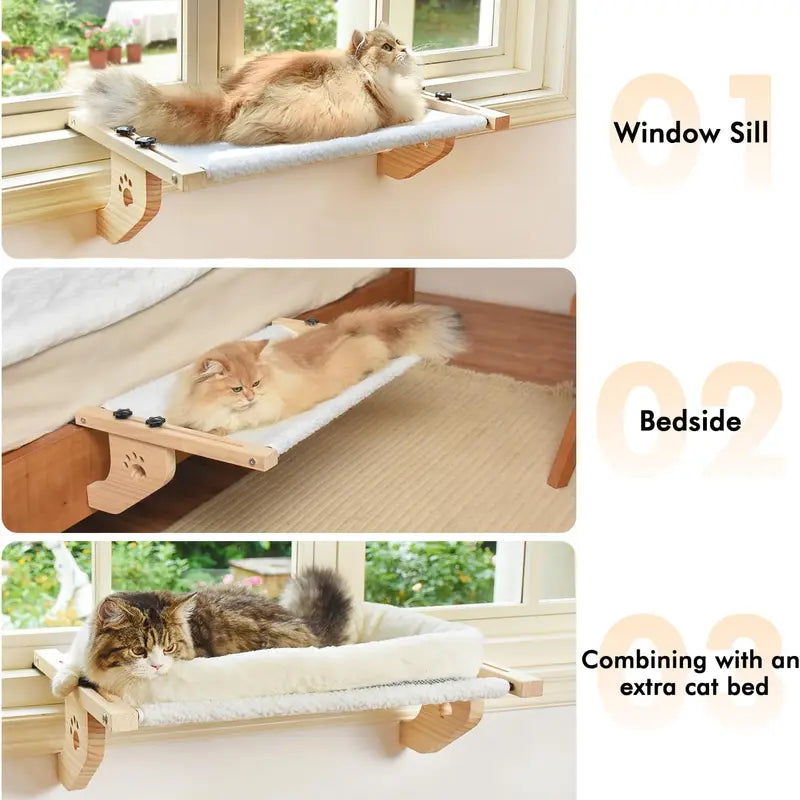 SunNap Cat Window Perch – No-Drill Clamp, Cozy Memory Foam Bed for Sunbathing