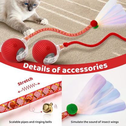 Interactive Cat Rug with USB Rechargeable Ball Toy - Motion-Activated, Light-Up, and Bird Chirping Features for Indoor Cat Exercise and Entertainment