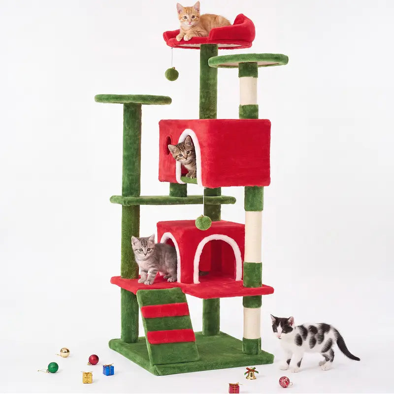 Sweetcrispy 54-Inch Vertical Cat Scratcher Shelf - Durable, Space-Efficient Pet Furniture with Anti-Tilt Base and Modern Memory Foam Nest for Play and Rest, Perfect for Fulfilling Natural Scratching Instincts, Ideal Gift for Cat Enthusiasts
