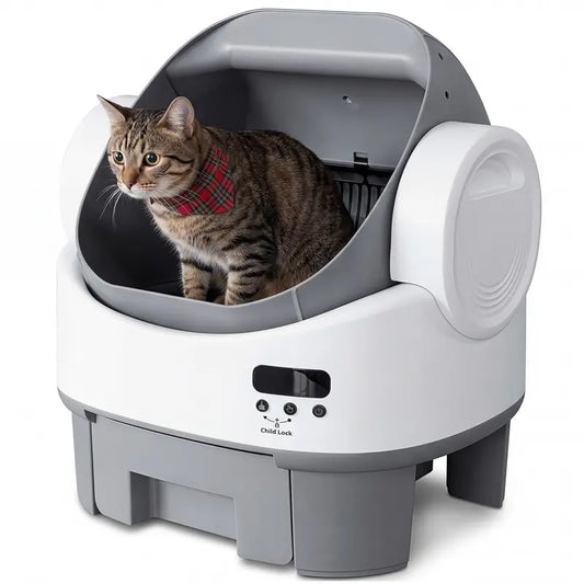Next-Generation Automatic Self-Cleaning Cat Litter Box with Safety Sensors, 360° Protection, 8L Capacity, Supports Up to 24 lbs, User-Friendly Design for Seniors, Enhanced Odor Control, 10-Day Waste Drawer