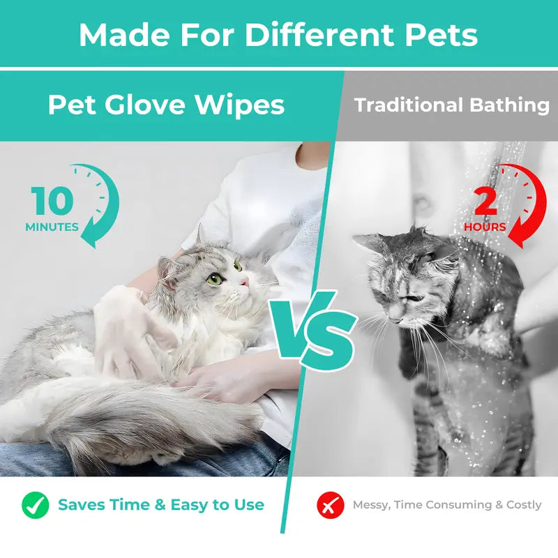 FreshPaws Grooming Wipe Mitts – No-Rinse Clean, Fur Pickup & Odor Control (50 Pack)