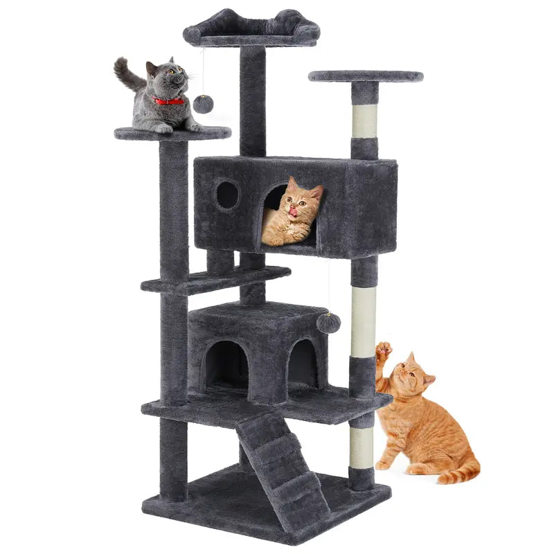 Sweetcrispy 54-Inch Vertical Cat Scratcher Shelf - Durable, Space-Efficient Pet Furniture with Anti-Tilt Base and Modern Memory Foam Nest for Play and Rest, Perfect for Fulfilling Natural Scratching Instincts, Ideal Gift for Cat Enthusiasts