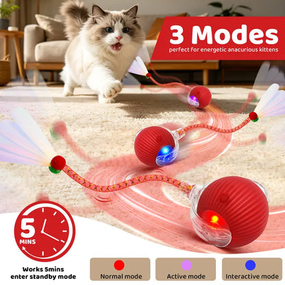 Interactive Cat Rug with USB Rechargeable Ball Toy - Motion-Activated, Light-Up, and Bird Chirping Features for Indoor Cat Exercise and Entertainment