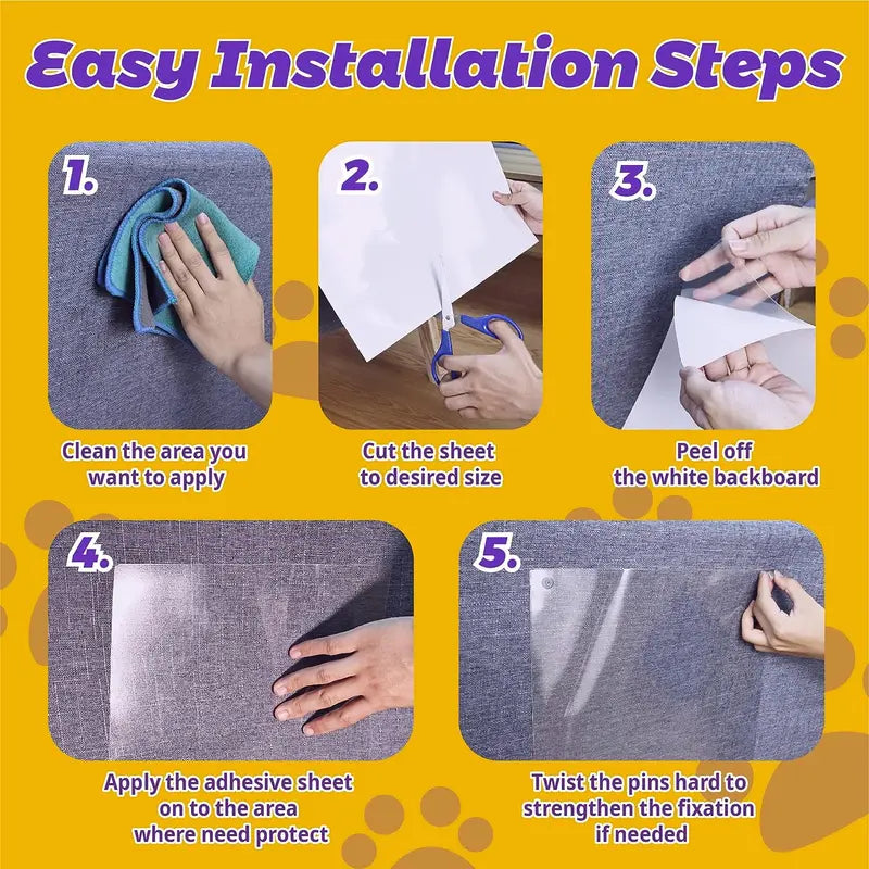 AISOON 60-Piece 15mm Transparent Single-Sided Self-Adhesive Cat Scratch Tape for Furniture Protection - Classic Invisible Deterrent with Residue-Free Application