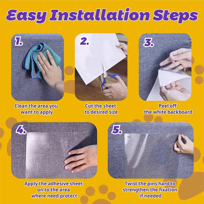 AISOON 60-Piece 15mm Transparent Single-Sided Self-Adhesive Cat Scratch Tape for Furniture Protection - Classic Invisible Deterrent with Residue-Free Application