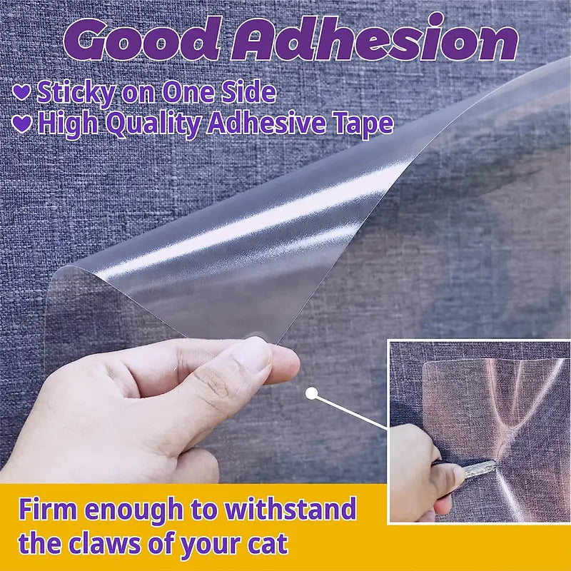 AISOON 60-Piece 15mm Transparent Single-Sided Self-Adhesive Cat Scratch Tape for Furniture Protection - Classic Invisible Deterrent with Residue-Free Application