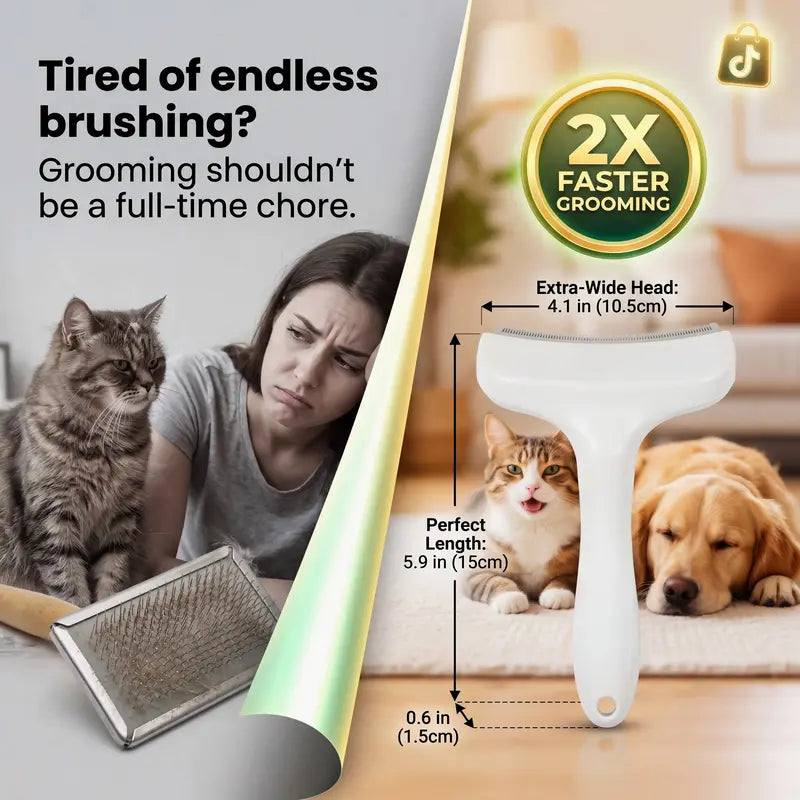 Undercoat Rake Deshedding Brush for Long-Haired & Double-Coated Dogs