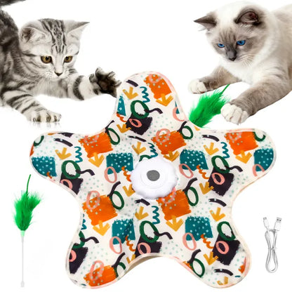 Interactive Rechargeable Feather Hunting Toy for Cats - Automatic Hide and Seek Game for Indoor Exercise and Boredom Relief