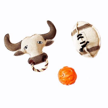 6-Piece Plush and Canvas Dog Toy Gift Set with Braided Ball, Knot Rope Toys, and Treat-Dispensing Ball for Medium to Large Dogs - Durable and Engaging Playtime Essentials