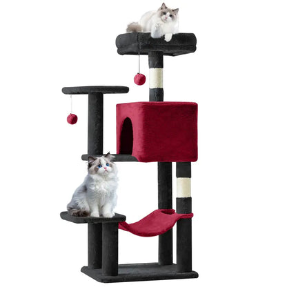 Sweetcrispy 54-Inch Vertical Cat Scratcher Shelf - Durable, Space-Efficient Pet Furniture with Anti-Tilt Base and Modern Memory Foam Nest for Play and Rest, Perfect for Fulfilling Natural Scratching Instincts, Ideal Gift for Cat Enthusiasts